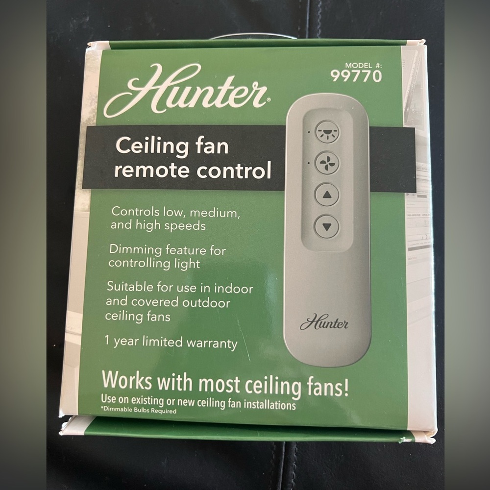 Hunter Ceiling Fan Remote Control/model 99770/nib